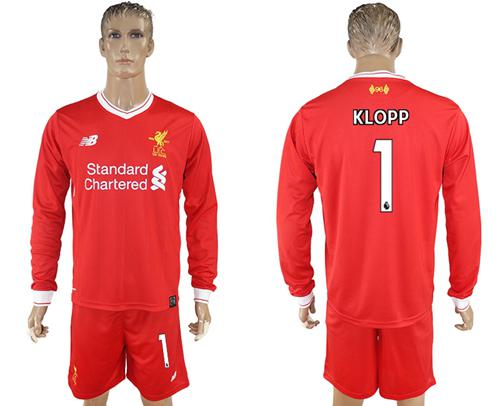Liverpool #1 Klopp Home Long Sleeves Soccer Club Jersey